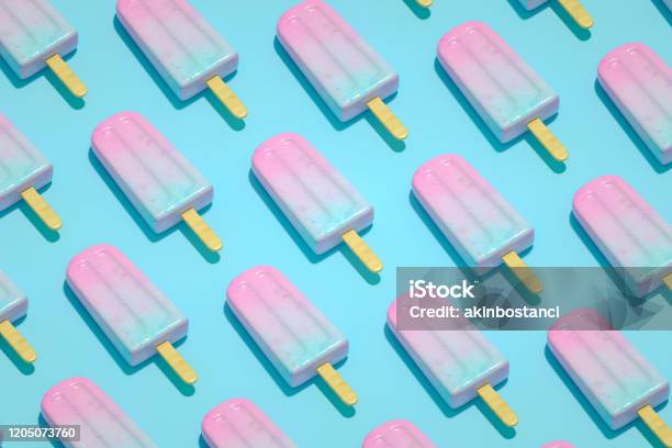 Ice Cream Stick Popsicle Minimal Summer Concept Isometric View Stock Photo - Download Image Now