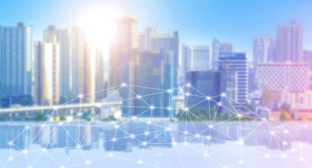 istock Network technology in the city of communication 1205073967