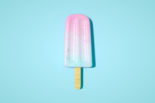 3d rendering of Ice cream stick, Popsicle, Minimal summer on colorful background