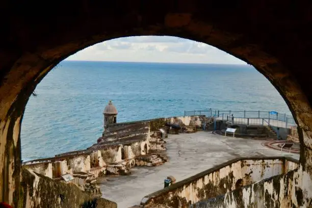 A view of the Caribbean sea from the walls of Old San Juan