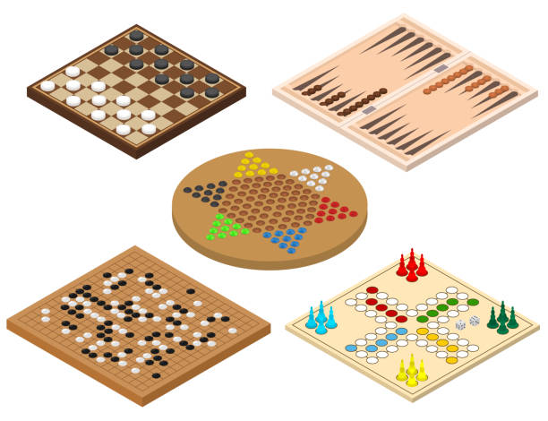 Board Games Sign 3d Icon Set Isometric View. Vector Board Games Sign 3d Icon Set Isometric View Include of Chinese Checkers and Backgammon. Vector illustration of Icons backgammon stock illustrations