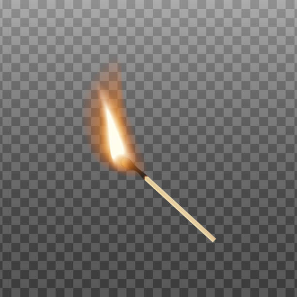 drewniane dopasowanie spalania w ogniu realistyczne wektor ilustracji makiety izolowane. - match matchstick dark fire stock illustrations