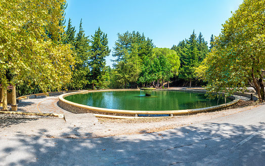 Large round cistern in Italian village of Eleousa (Rhodes, Greece)