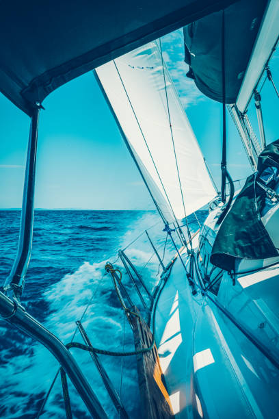 istock Sailing with sailboat against the wind 1205086073
