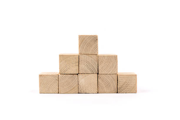 istock Wooden cube scale isolated on white background 1205088710