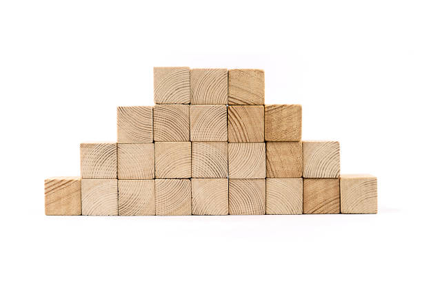 istock Wooden cube scale isolated on white background 1205088720