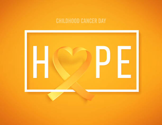 ilustrações de stock, clip art, desenhos animados e ícones de template poster hope for cancer awareness month with realistic gold ribbon heart shaped - hope