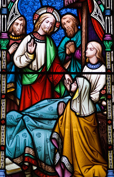 istock Jesus healing stained glass window 120509274
