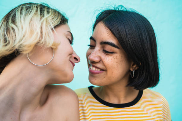 istock Loving lesbian couple spending good time together, 1205095125