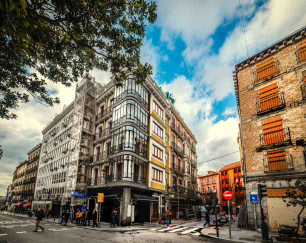 Picturesque buildings in downtown Madrid, Spain