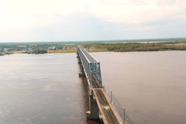 istock bridge across the Ob River. Road Bridge Construction 1205098780