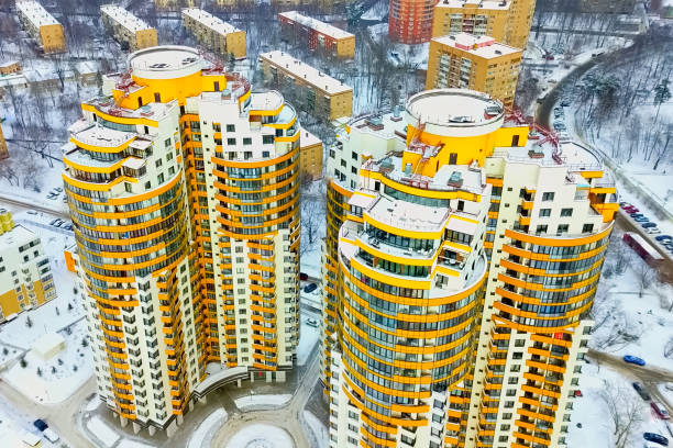 istock Moscow new buildings, multi storey apartment buildings view from 1205098821
