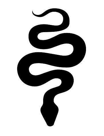 Black silhouette snake cartoon animal design flat vector illustration isolated on white background.