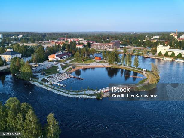 Aerial View Of Ilosaari Island On Pielisjoki River In Joensuu Finland Stock Photo - Download Image Now