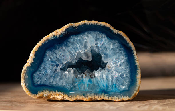 istock Geode with transparent crystals of light-blue color 1205104320