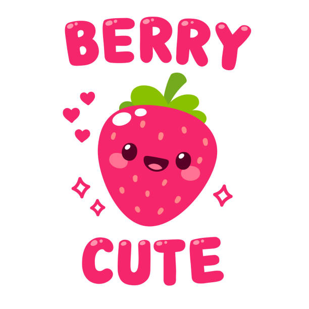Cute Cartoon Strawberry Stock Illustration - Download Image Now - Strawberry,  Kawaii, Berry - iStock
