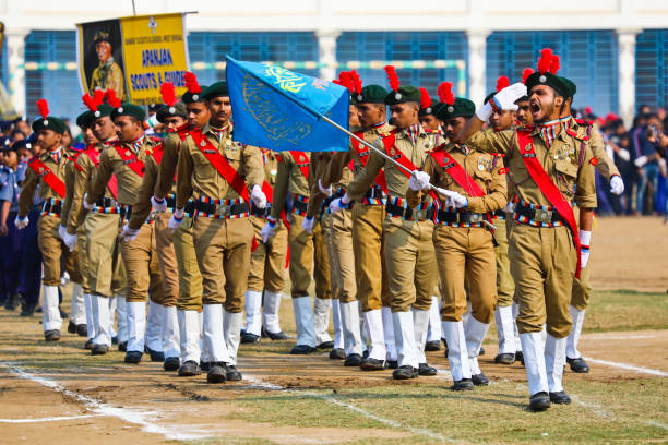 katwa india republic day parade by ncc cadets - ncc imagens e fotografias de stock