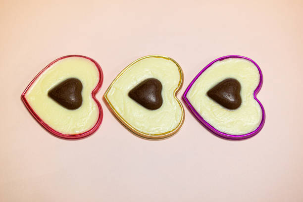 a heart-shaped white chocolate made by hand at home for Valentine's Day