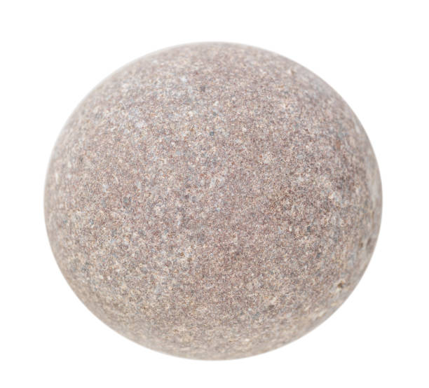 istock Grey round ball stone pebbles, isolated on white background 1205111370