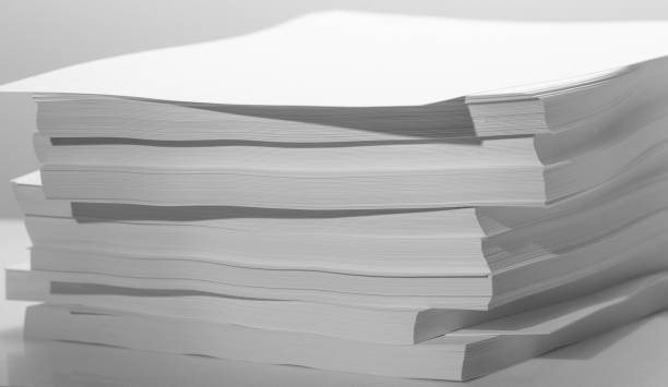 istock Several stacks of white paper on a white background 1205114550