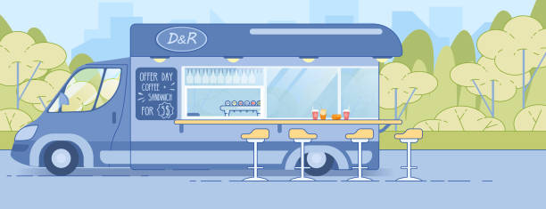 istock Mobile Road Cafe or Restaurant on Wheels Truck 1205116168