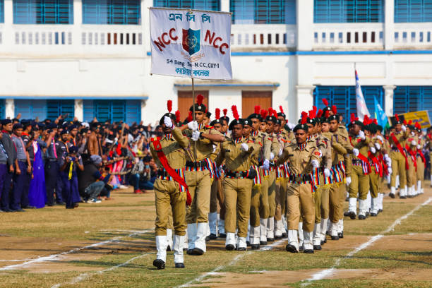 katwa india republic day parade by ncc cadets - ncc imagens e fotografias de stock