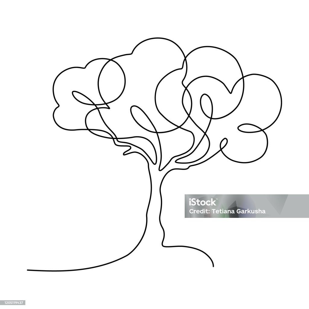 Tree Abstract tree in continuous line art drawing style. Minimalist black linear sketch isolated on white background. Vector illustration Tree stock vector
