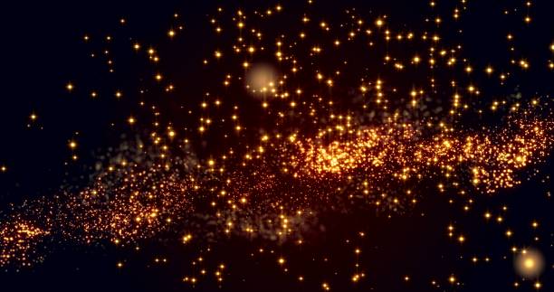 istock Golden confetti bokeh lights on the black background. 3d illustration 1205122361