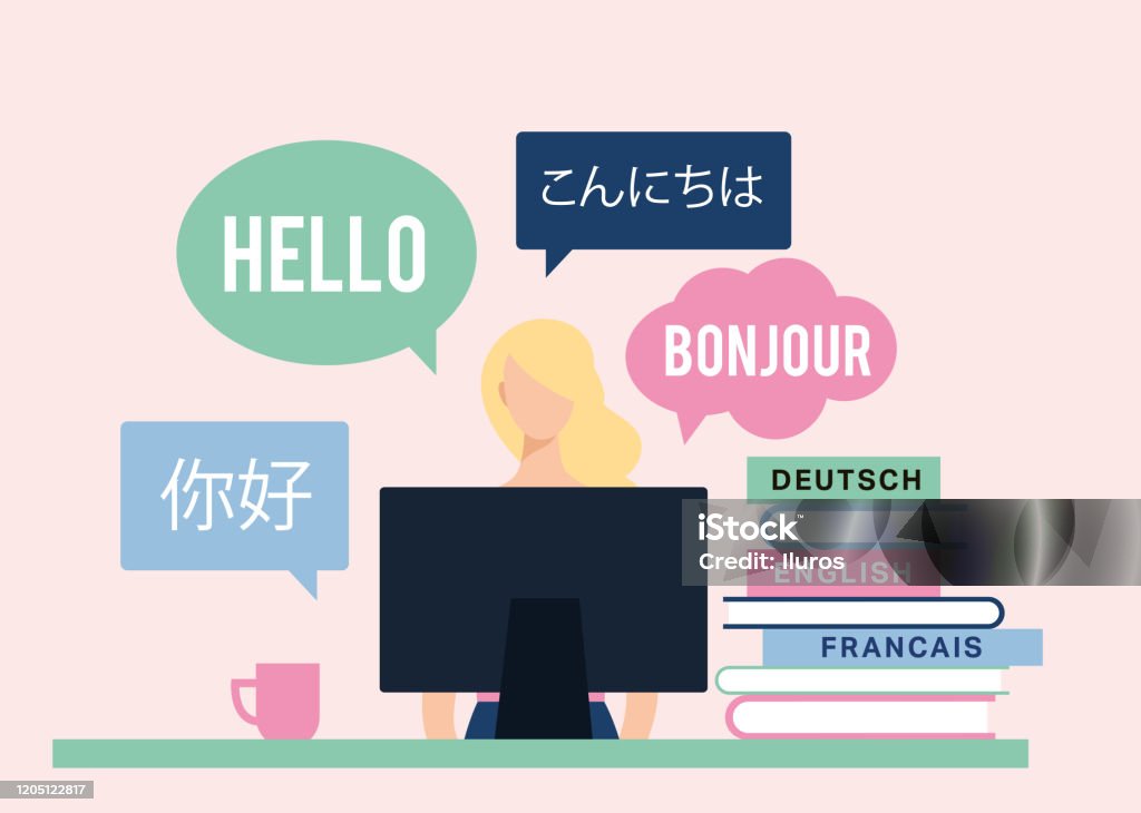 Language Learning Characters Vector Illustration Character Studying Languages Stock Illustration ...