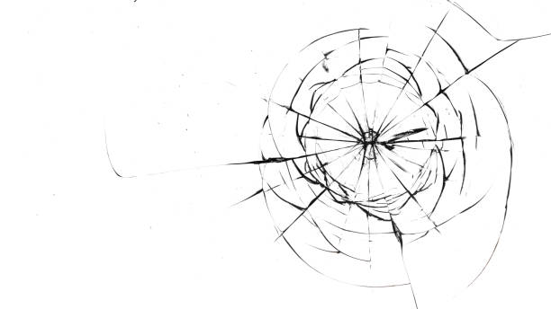 istock Holes from balls in glass on a white background 1205122894