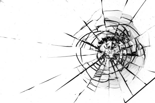 istock Holes from balls in glass on a white background 1205122907