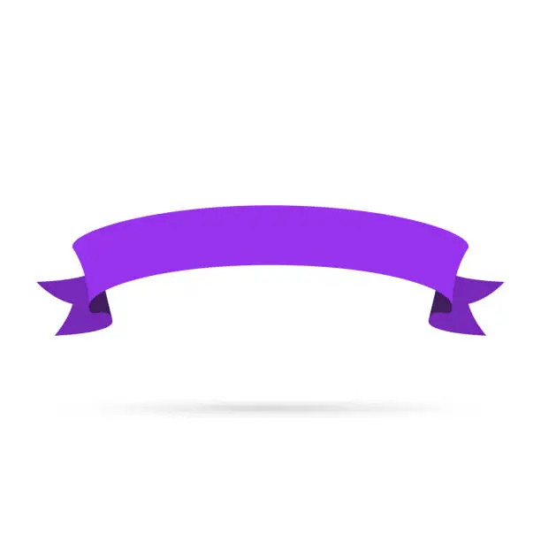 Vector illustration of Purple ribbon isolated on white background - Design Element
