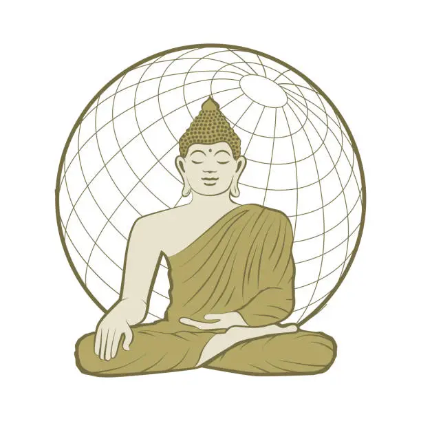 Vector illustration of Buddha and globe