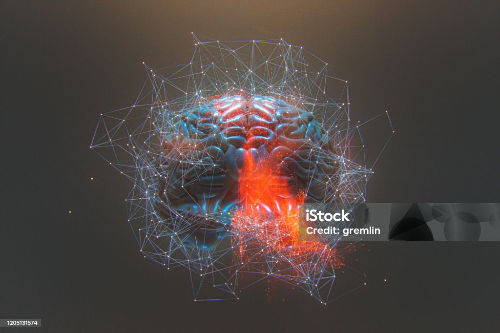 Abstract brain activity image Abstract brain activity image. 3D generated image. Human Brain Stock Photo