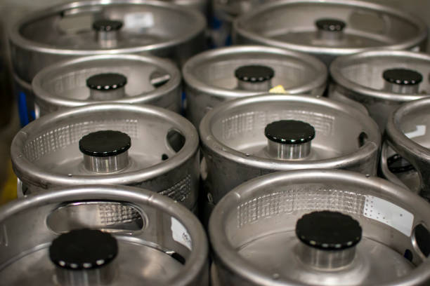 istock Tops of beer kegs 1205133310