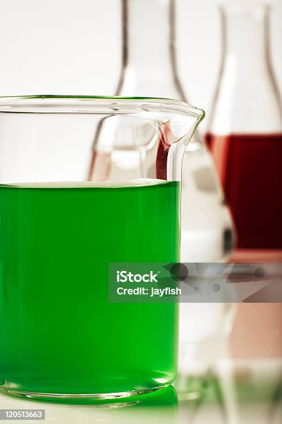 Coloured Lab Beakers Stock Photo - Download Image Now - Beaker, Biology, Chemical