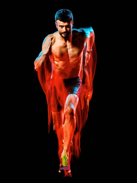 istock topless muscular man runner. running jogger jogging isolated black background 1205140039