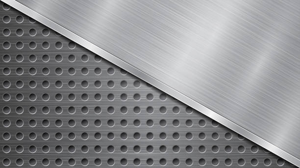 istock Metal background with holes and polished plate 1205141132
