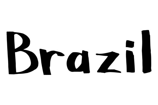 ilustrações de stock, clip art, desenhos animados e ícones de brazil - country name simple lettering. black ink word drawing. doodle lettering about touristic places. travelling design element. vector illustration. - skratch