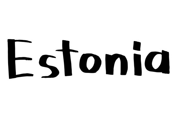 ilustrações de stock, clip art, desenhos animados e ícones de estonia - country name simple lettering. black ink word drawing. doodle lettering about touristic places. travelling design element. vector illustration. - skratch