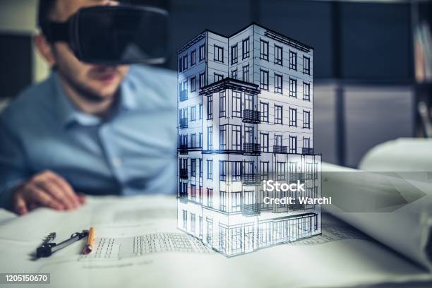 Architect Using Virtual Reality Stock Photo - Download Image Now - Construction Industry, Augmented Reality, Virtual Reality