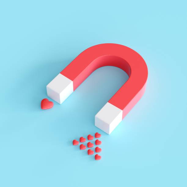 istock Magnet with Heart shape on blue background, minimal Valentine Idea concept. 3D Render 1205151830