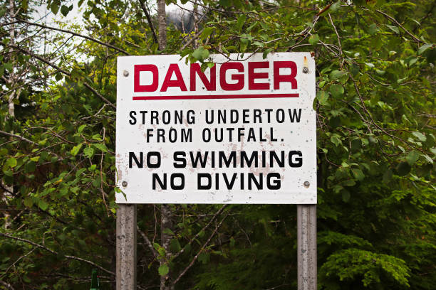 istock A danger strong undertow, no swimming or diving sign 1205154856