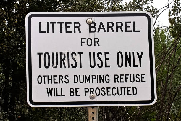 istock A litter barrel for tourist use only sign 1205154862
