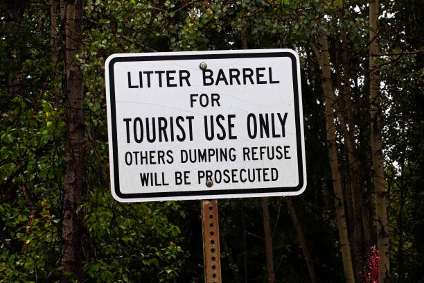 istock A litter barrel for tourist use only sign 1205154874