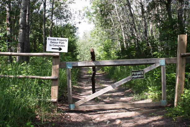istock A private property detour path sign on a gate 1205154904
