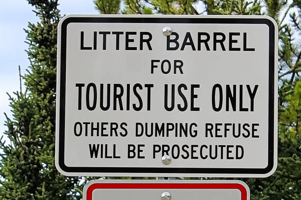 istock A litter barrel for tourist use only sign 1205154928