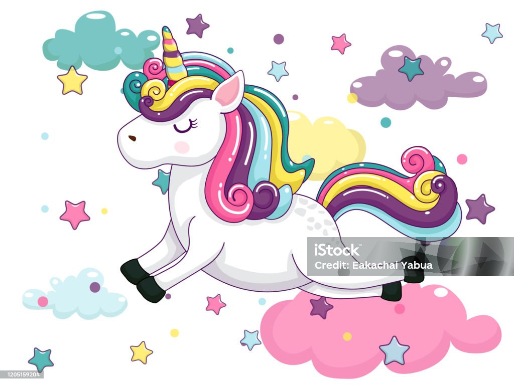 Cute Cartoon Unicorn Characters Star And Rainbow Colorful Vector Art  Illustration With Happy Animal Cartoon Stock Illustration - Download Image  Now - iStock