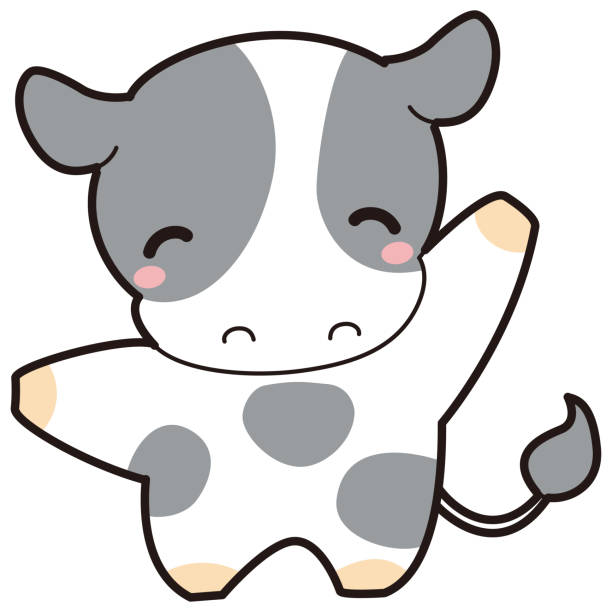 ilustracja słodkiej krowy i mleka - surowe mleko stock illustrations