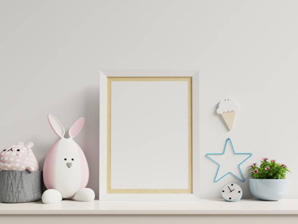 istock Mock up posters in child room interior. 1205165529